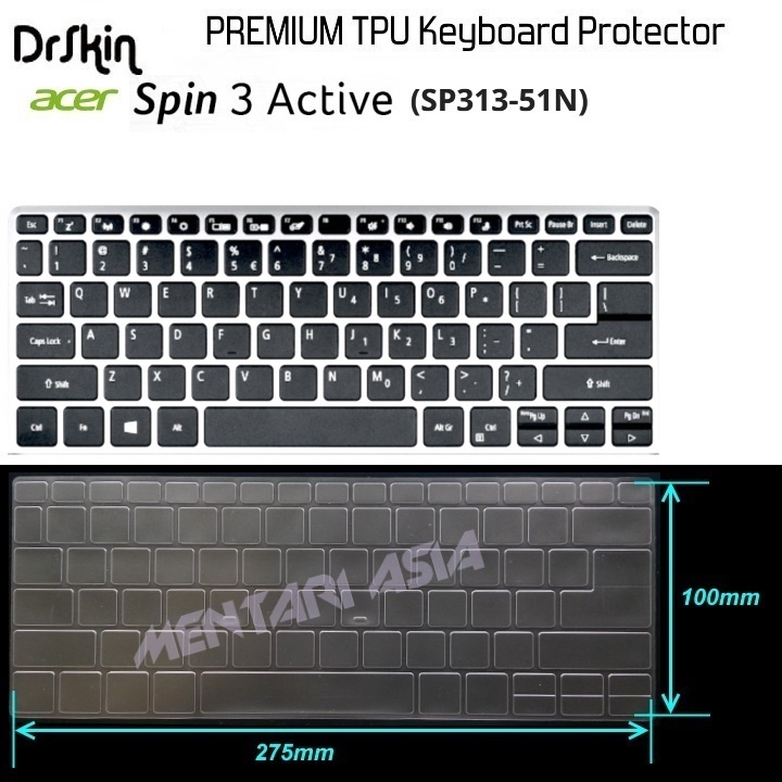 Keyboard Protector ACER Spin 3 Active SP313-51N - DrSkin PREMIUM CLEAR