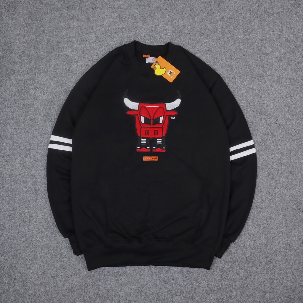 JAKET SWEATER CREWNECK PANCOAT BULLS BLACK AUTHENTIC