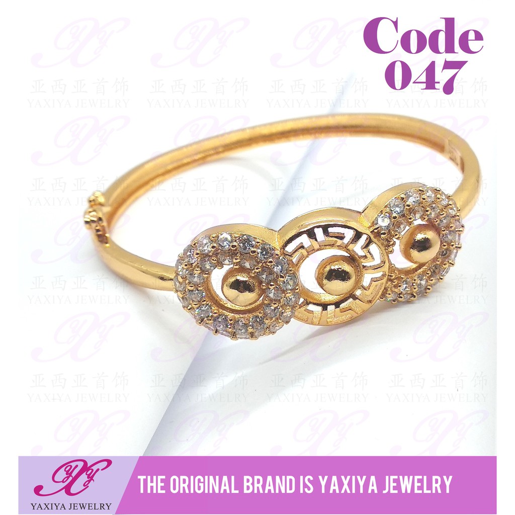 

Gelang circle permata perhiasan imitasi lapis emas 18K 047
