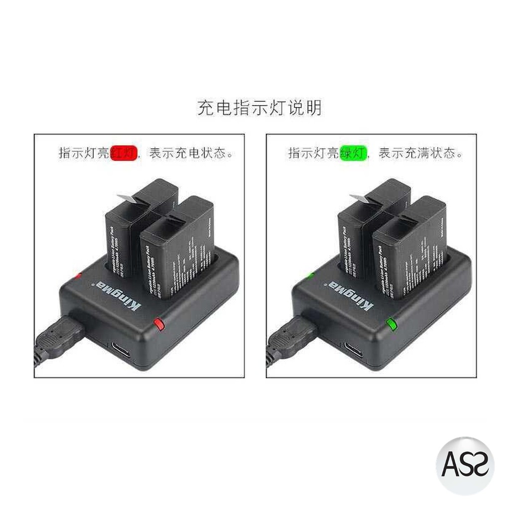 ASS Shop - KingMa Charger Baterai USB Type C 2 Slot GoPro Hero 5/6/7 - BM042