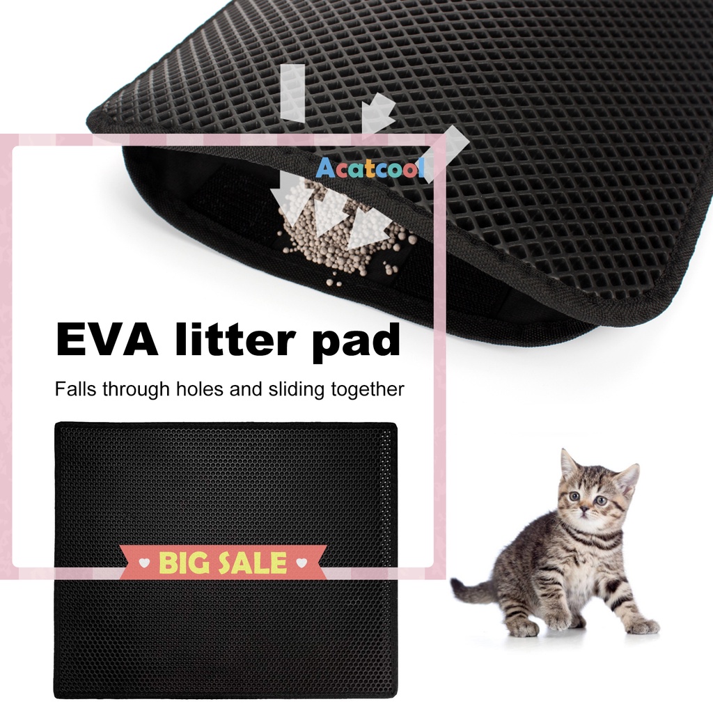 Cat Litter Mat Honeycomb Double Layer Pad No Phthalate Waterproof Black