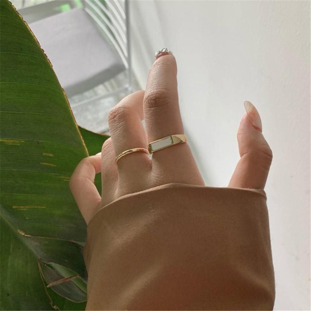 2pcs / set Cincin Jari Telunjuk Desain Simple Gaya Retro Untuk Wanita