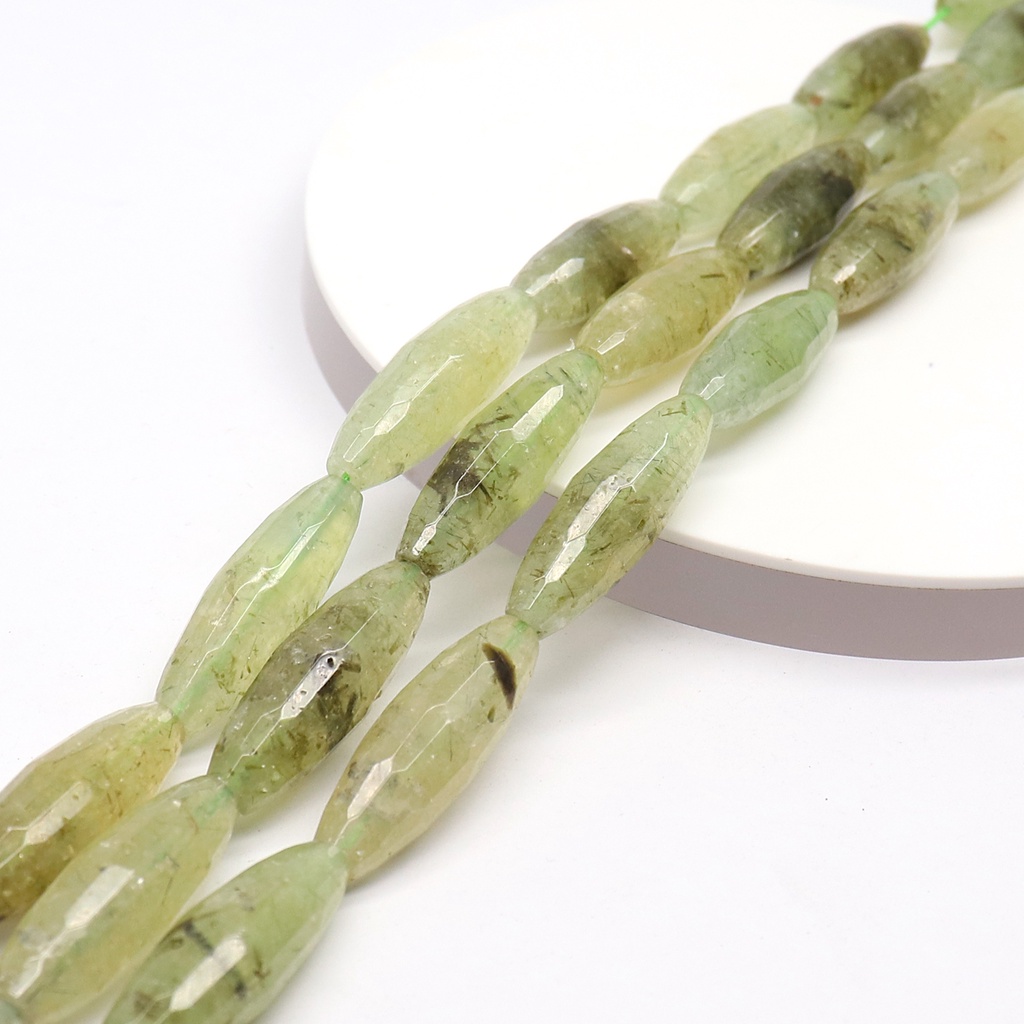 MANIK MANIK BATU PREHNITE ASLI BENTUK PIPA BAHAN UNTUK GELANG, KALUNG & LIONTIN | MANIK BATU ALAM AS