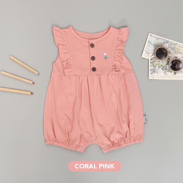 MOOI HANA ROMPER ROMPER BAYI JUMPSUIT FASHION ANAK BAYI PEREMPUAN 0-24 BULAN-CORAL PINK / MOOI