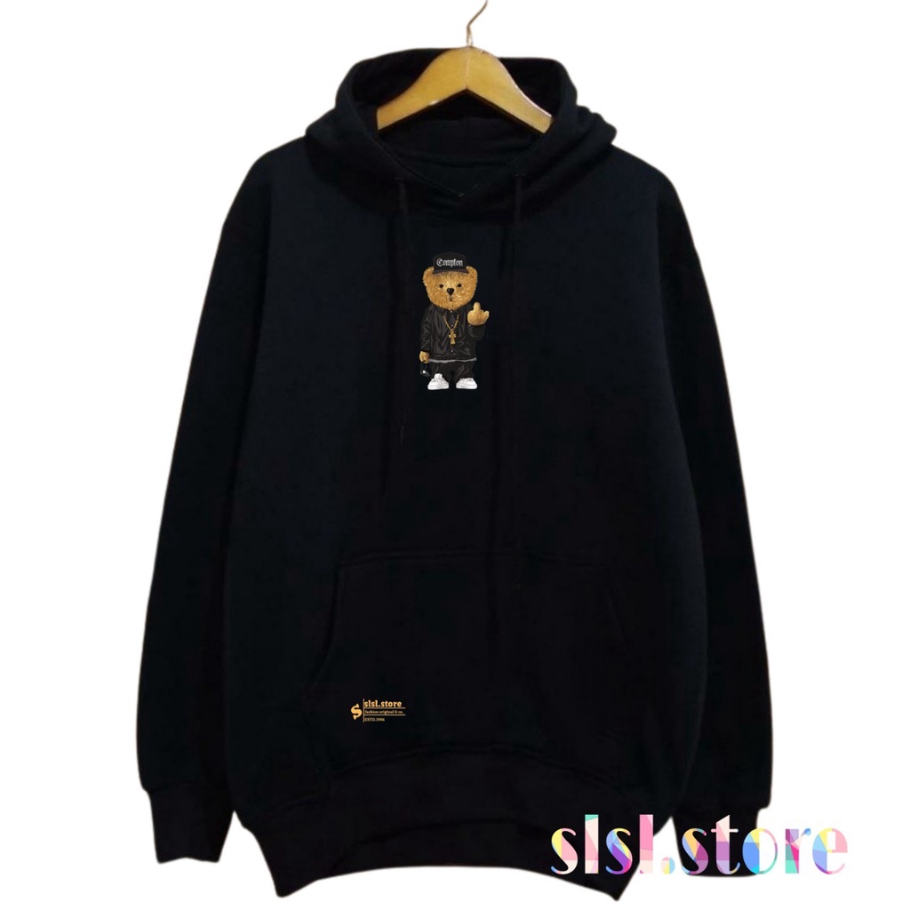 Sweater Hoodie Pria dan Wanita Premium Motif Anti Cute Bear Fleece Tebal (Size L dan XL)