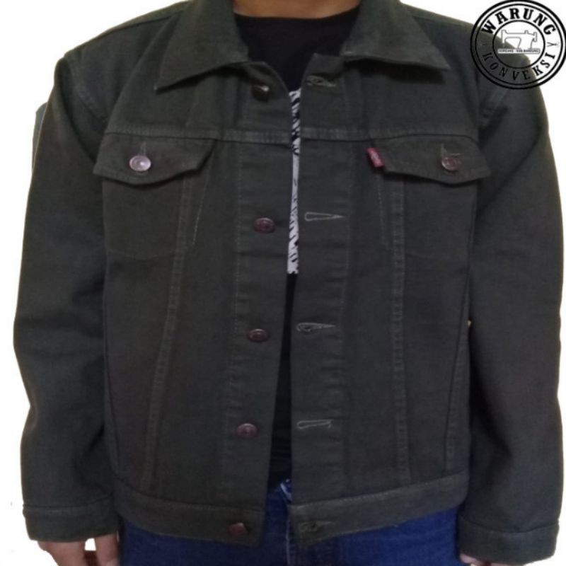 Jaket Jeans Warna Army Jaket Jeans Pria Jaket Jeans Cowok Jaket Jeans Laki-Laki Murah