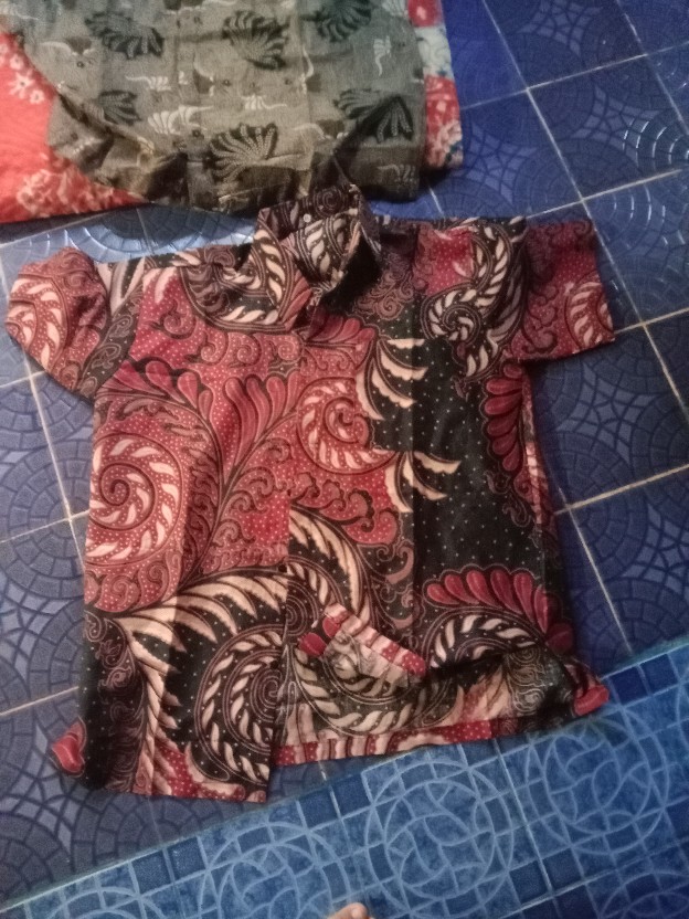 Bswart Batik Hrb026 Hem Batik Untir Maroon Coklat Kemeja Batik Pria