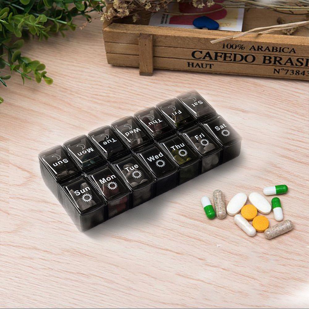 【 ELEGANT 】 7hari Mingguan Pill case Portable Forget-proof Medicine organizer Kotak Penyimpanan Plastik Kotak Pil Resep Mingguan Obat tablet dispenser