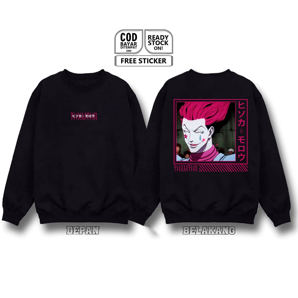 SWEATER CREWNECK HISOKA MOROW HUNTER X HUNTER HXH BAJU JEPANG ANIME MANGA KILLUA ZOLDYCK GON SIGN