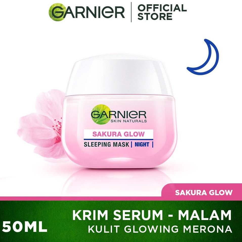 [KODE J9811] Garnier Sakura Glow Kit Day &amp; Night Cream - Moisturizer Skincare Krim Siang Malam (Light complete)