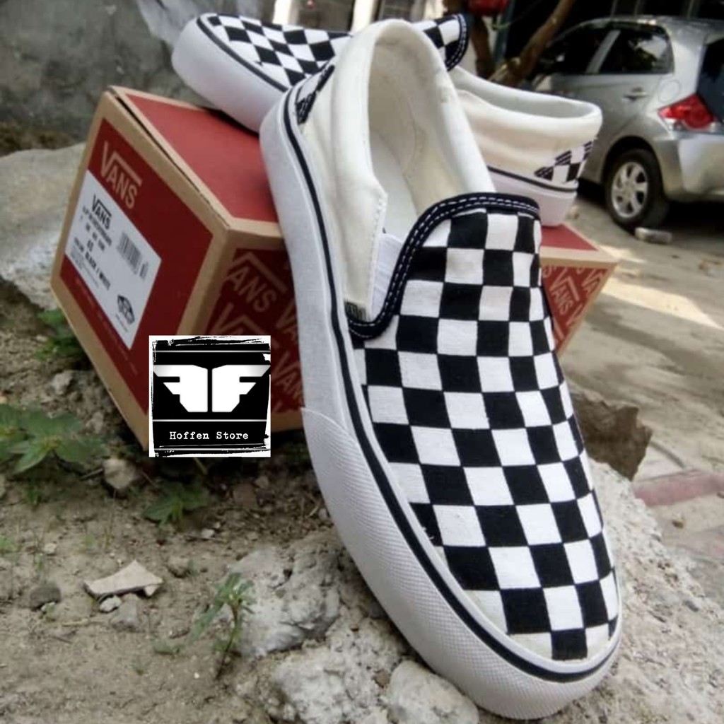 SEPATU VANS CATUR CHECKERBOARD SNEAKERS SLIPON KASUAL PRIA