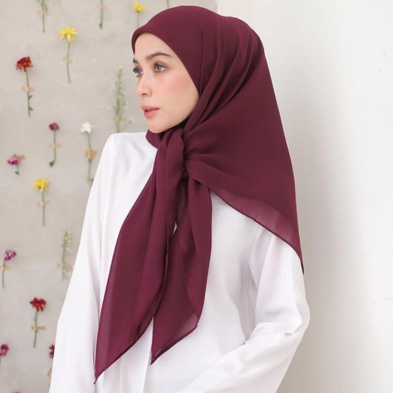 Hijab/jilbab segiempat saudia ansania/ square hijab polos/ segi empat ansania polos katun