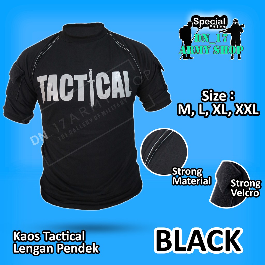 Kaos Tactical Pendek Hitam,Krem,Hijau,Abu,Krem Katun Combed