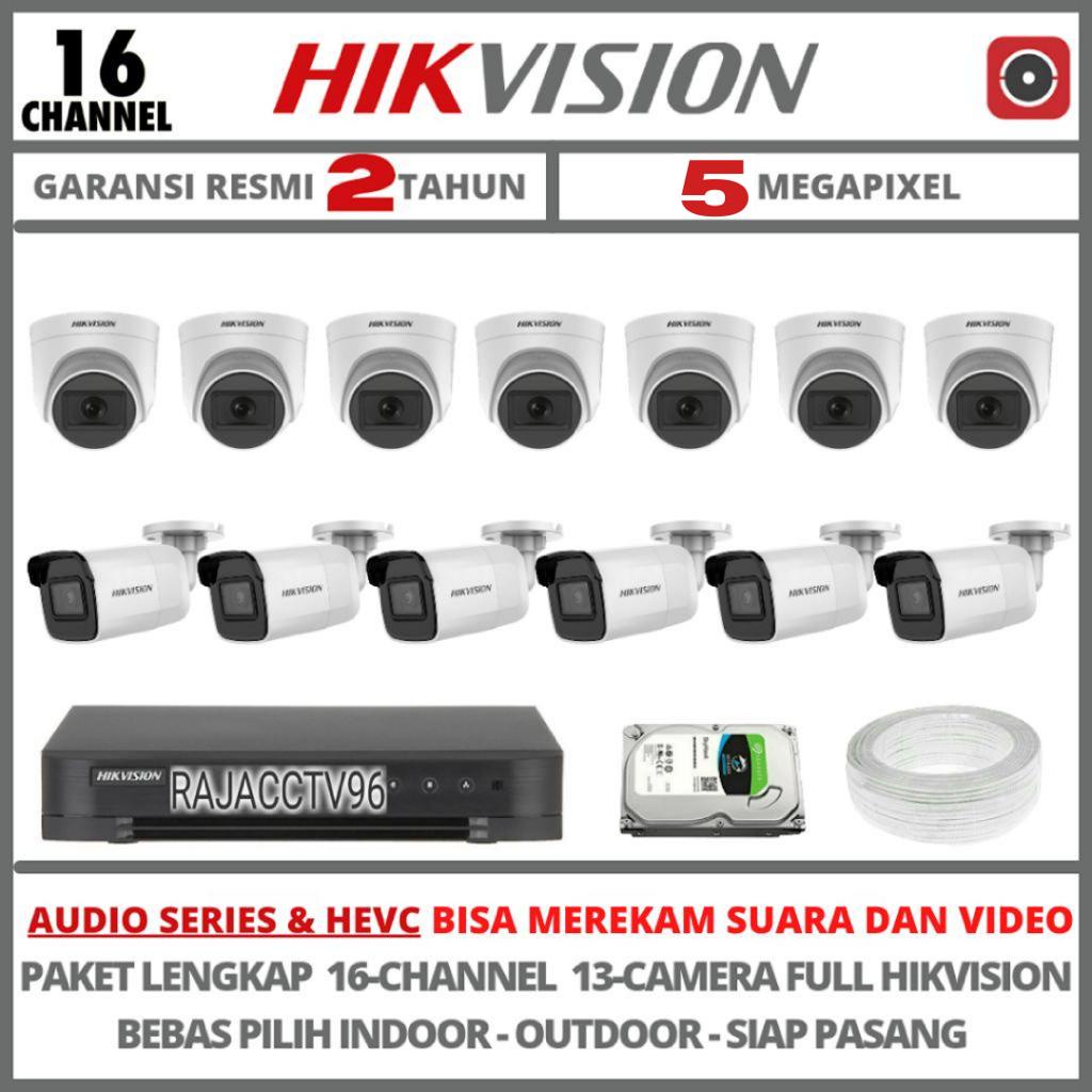 PAKET CCTV HIKVISION 5MP 16 CHANNEL 13 CAMERA TURBO HD KAMERA CCTV