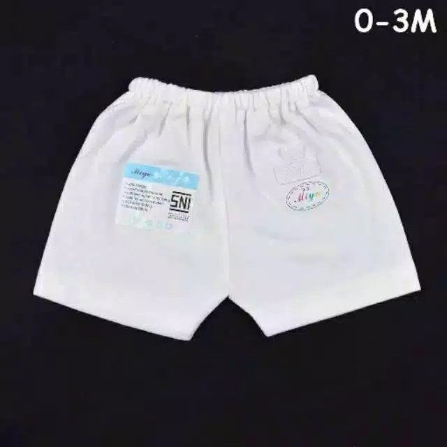 MIYO 1 Pcs Celana Pendek Bayi/Baby Putih (0-6 Bulan)| Perlengkapan Bayi / Bawahan Baju Bayi Newborn