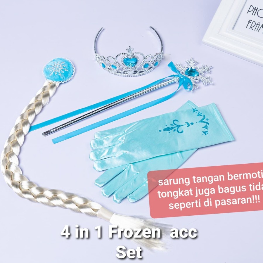 FROZEN ACCESORIES SET / mainan anak perempuan / tongkat sarung tangan jepit rambut frozen elsa