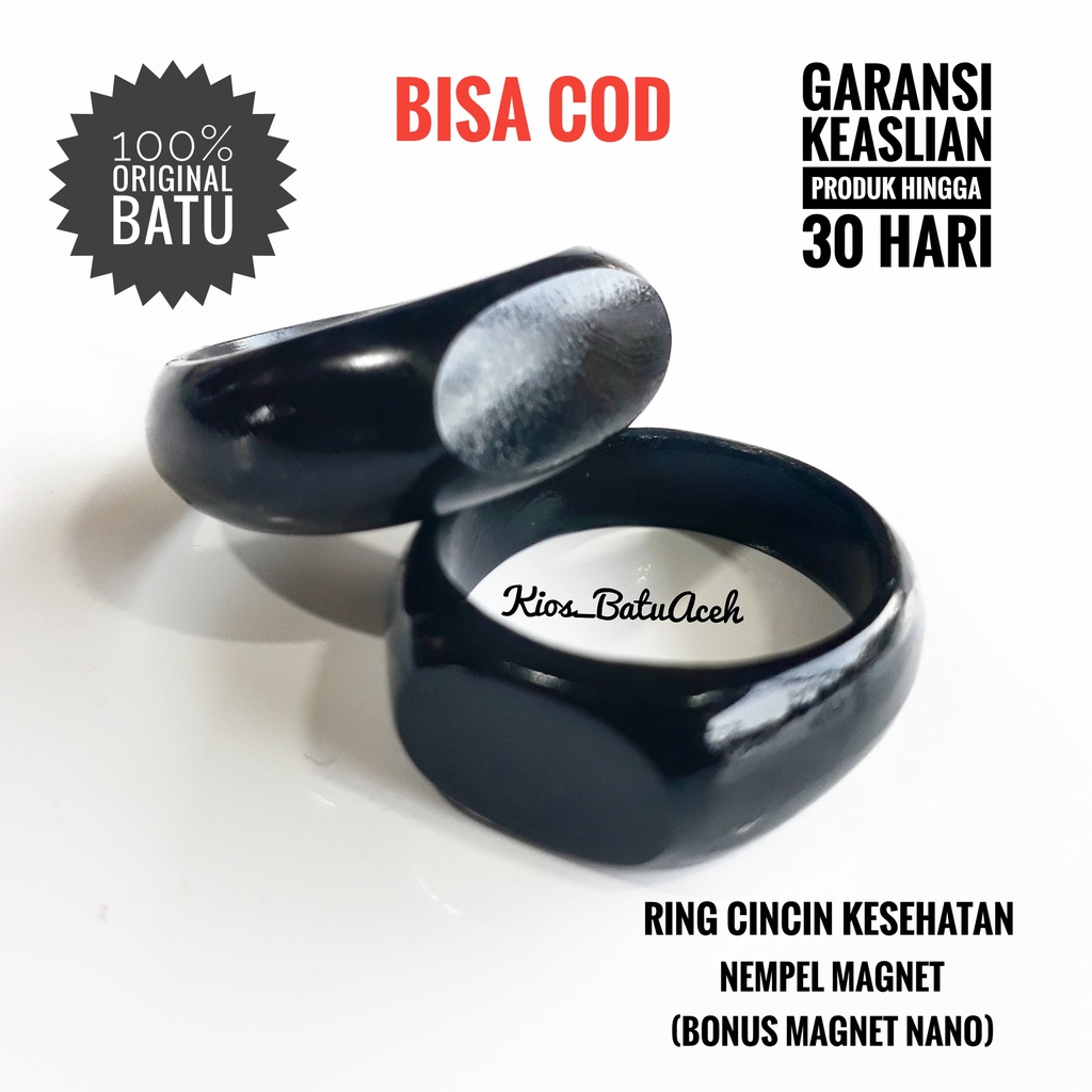 Cincin Batu Giok Hitam Black Jade Original Asli Aceh Bulat Cutting