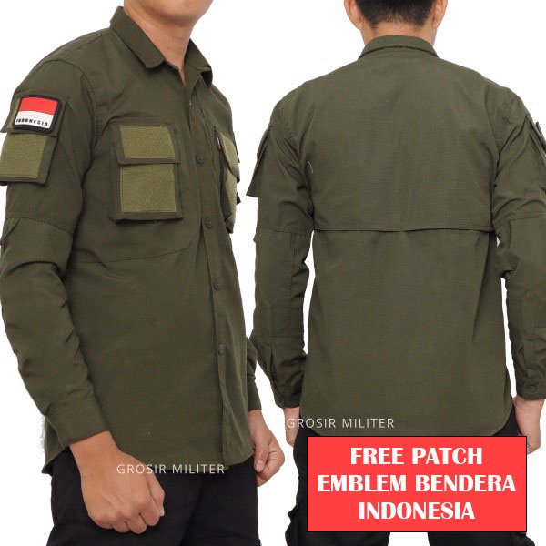 Kemeja Tactical Panjang | Baju Kmeja Taktikal Lapangan | Polisi | Army Outdoor PDL Gunung