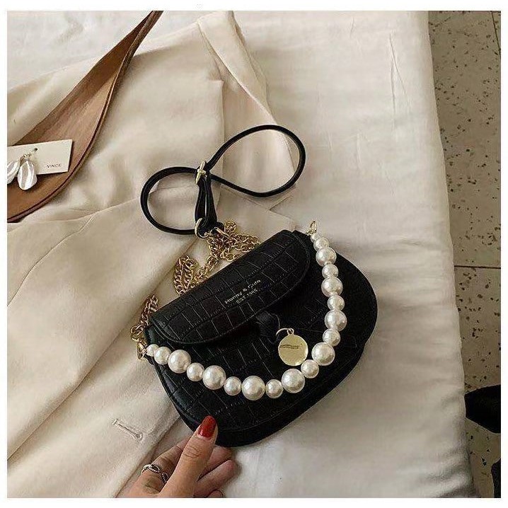 ZC 2943 RISCE TAS SELEMPANG TALI MUTIARA IMPORT WANITA CEWEK PEREMPUAN JAKARTA BATAM FASHION MURAH