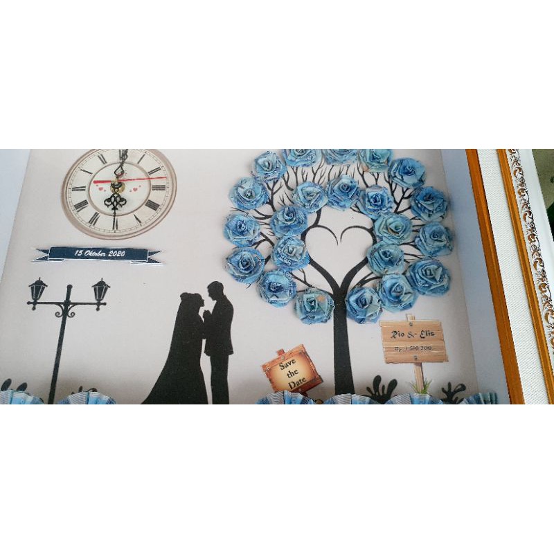 Mahar Pernikahan Siluet Pohon Uang Kertas Jam aktif