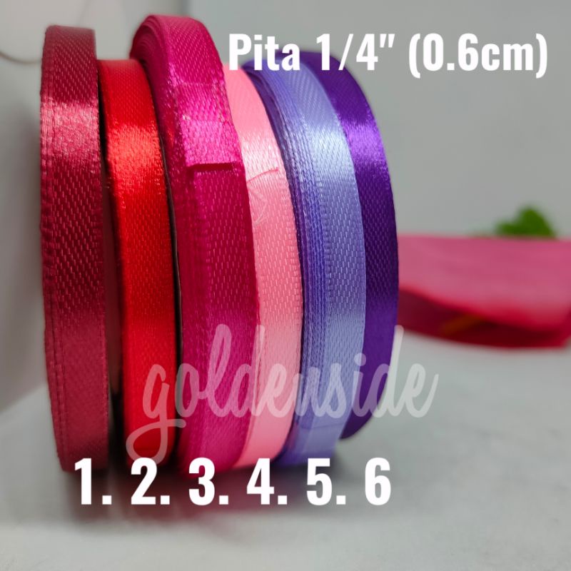 Pita satin 1/4&quot; per roll Red-Purple series, Pita Satin 0.6 cm, Pita Satin Seri Merah-Ungu
