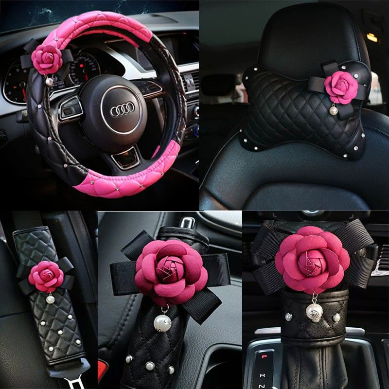 0Camellia Full Set 5 in 1 | Cover Sarung Stir, Safety Belt, Bantal Jok Mobil