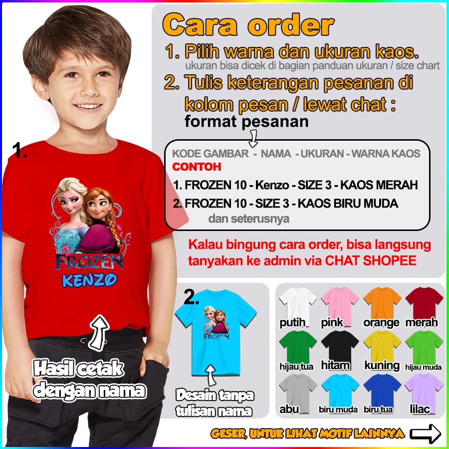 [FREE NAMA!!] Baju Kaos COUPLE  ANAK DAN DEWASA FROZEN BANYAK MOTIF