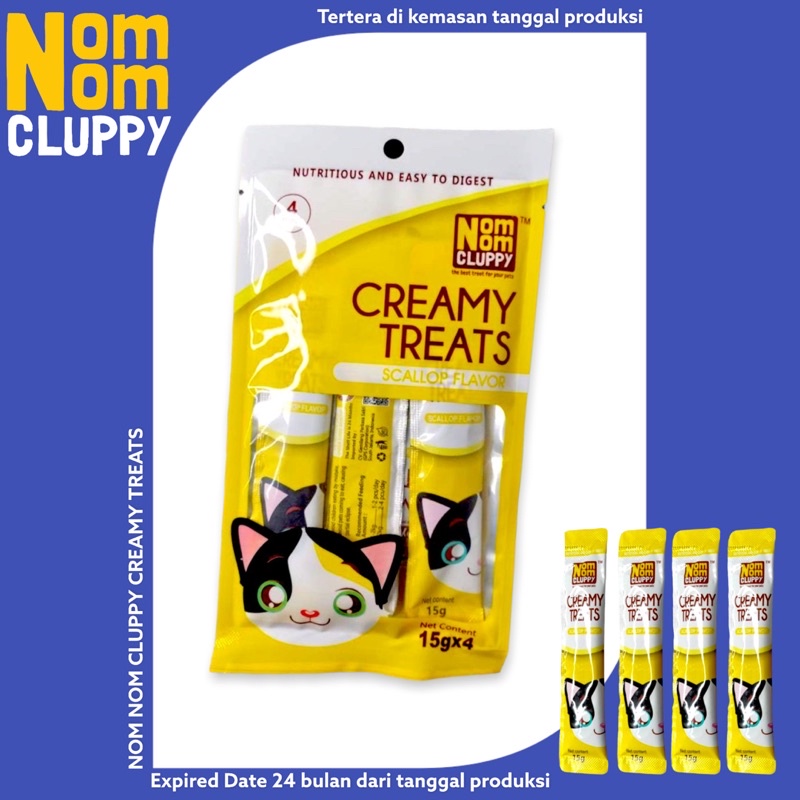 Snack Kucing Nom Nom Cluppy Creamy treats Snack kucing 1 pack (4x15gr)