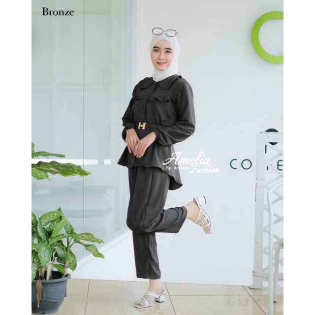 ONE SET ITYCREPE ORI AMELIA FASHION SETELAN MUSLIMAH MODERN KEKINIAN