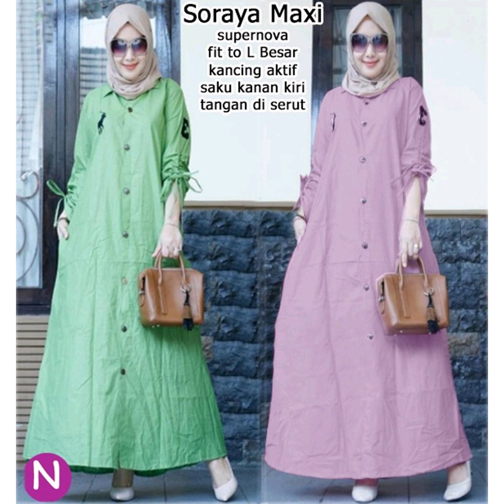 cn 6774 salma maxi dress terusan gamis syari hijab baju muslim simple elegan gaun pesta modis moder