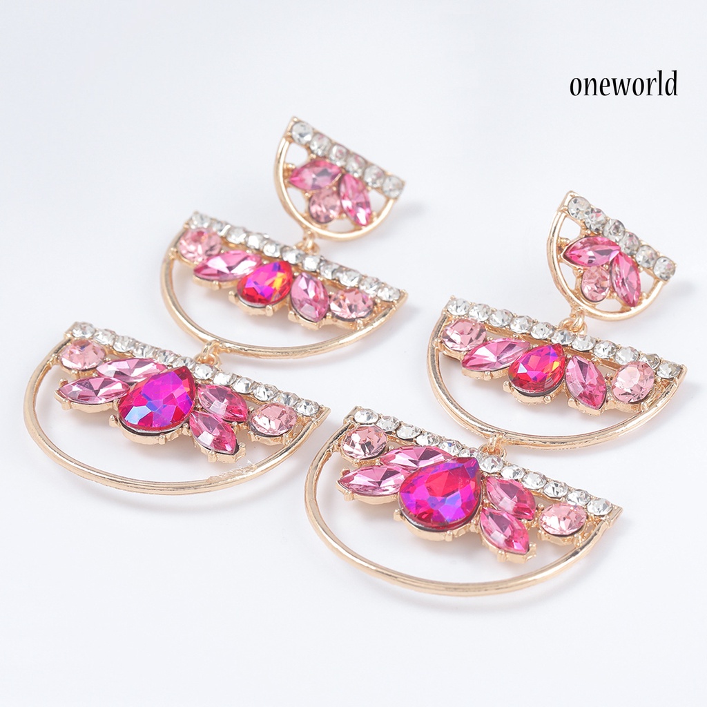 OW# Earrings Colorful Geometric Alloy Semicircle Long Dangle Earrings for Women