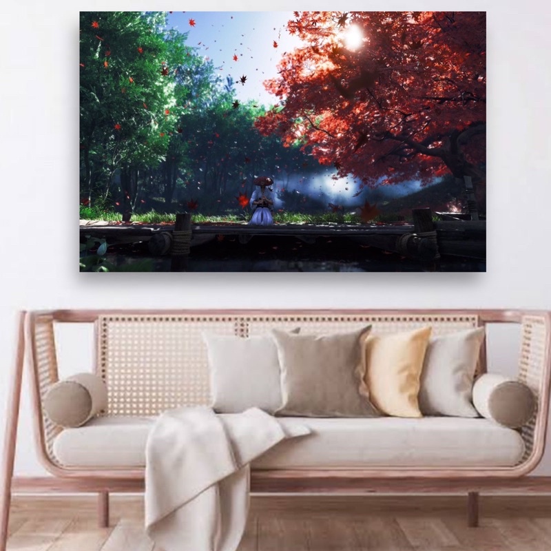 Poster cetak hiasan dinding jumbo gambar samurai ukuran 100x70cm dan 200x100cm tanpa bingkai dekoras