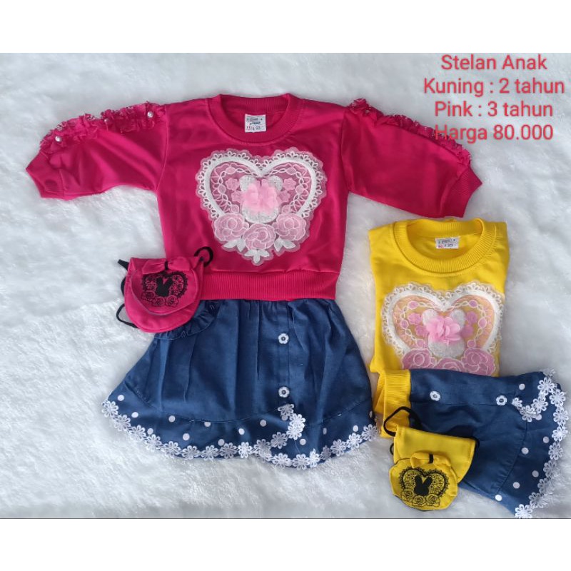Setelan Baju Anak Cewek/Rok Untuk Umur 2 tahun