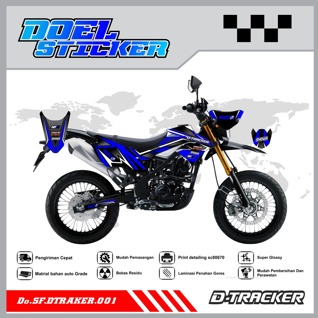 Sticker Striping Kawasaki Dtracker Semifull Varasi Hologram Pelangi,Crome Doel 001