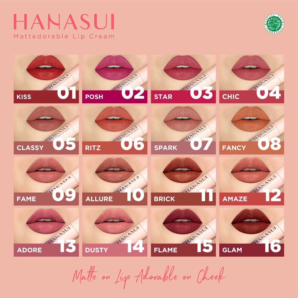 ❤ BELIA ❤ HANASUI ✔️BPOM BOBA Mattedorable Lip Cream Tintdorable Lip Tint | Lip Stain | dual function bibir blush on lip and cheek