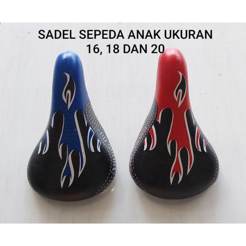 Sadel Sepeda Anak anak Ukuran Ban 12 / 16 / 18 dan 20 Warna BIRU MERAH HITAM motif Api TURBO