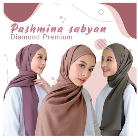 Jilbab Pashmina Sabyan Kerudung Pasmina Diamond Crepe Pinggir NECI BISA COD