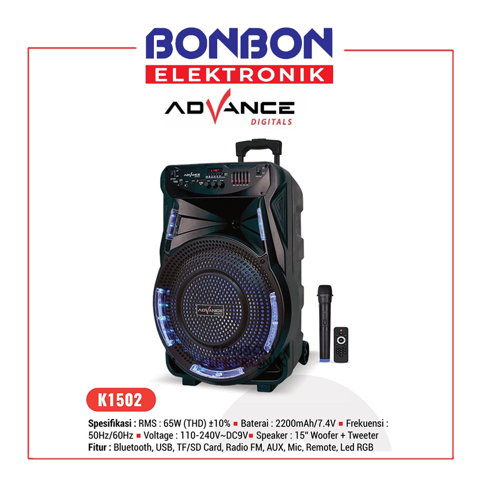 Advance Speaker Meeting Portable K1502 Bluetooth 15 Inch + 1 Mic / K 1502