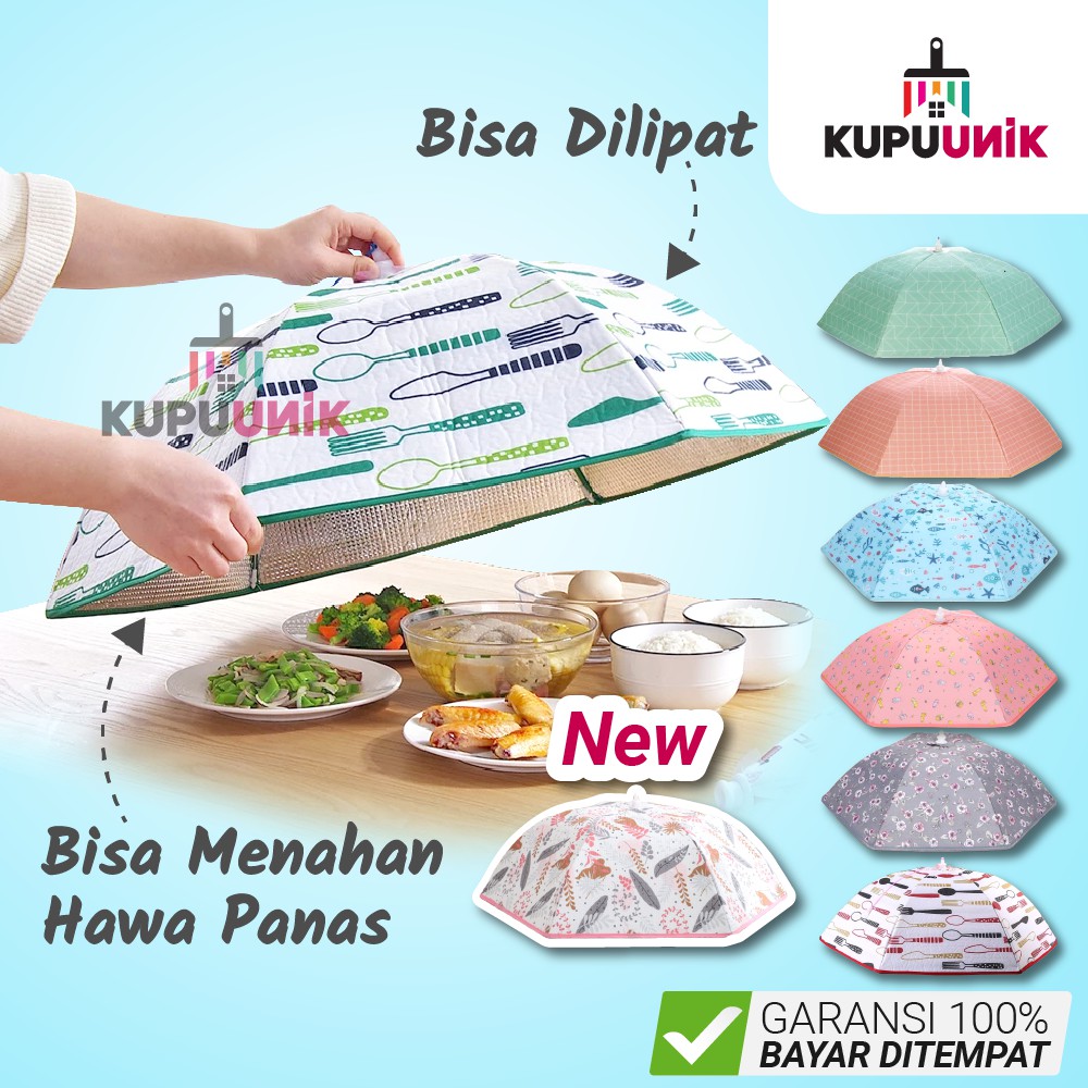Tudung Saji Penahan Panas Tudung Saji Modern Lipat Penutup Makanan Dengan Aluminium Foil D71CM