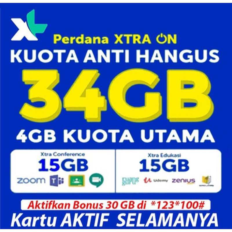 PERDANA XL XTRA ON 4 GB FULL KUOTA UTAMA & 30 GB Kuota