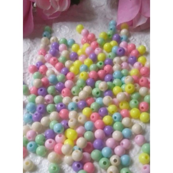 10 gram Mote susu bulat 8mm Mix /Mote Pastel/Manik Soft Pastel 8 mm gelang