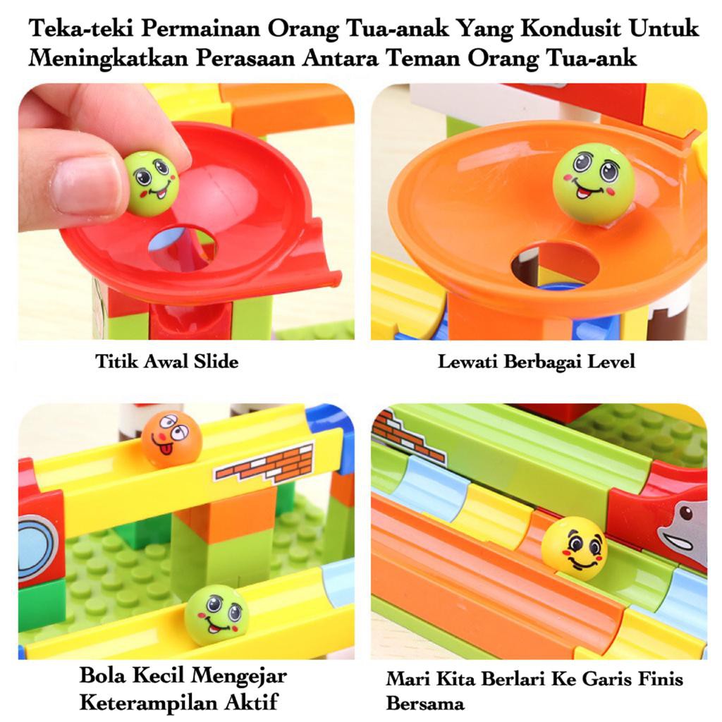 [FUNNY]125pcs Mainan Anak Balok Susun Classic Set Bola Dan Rail