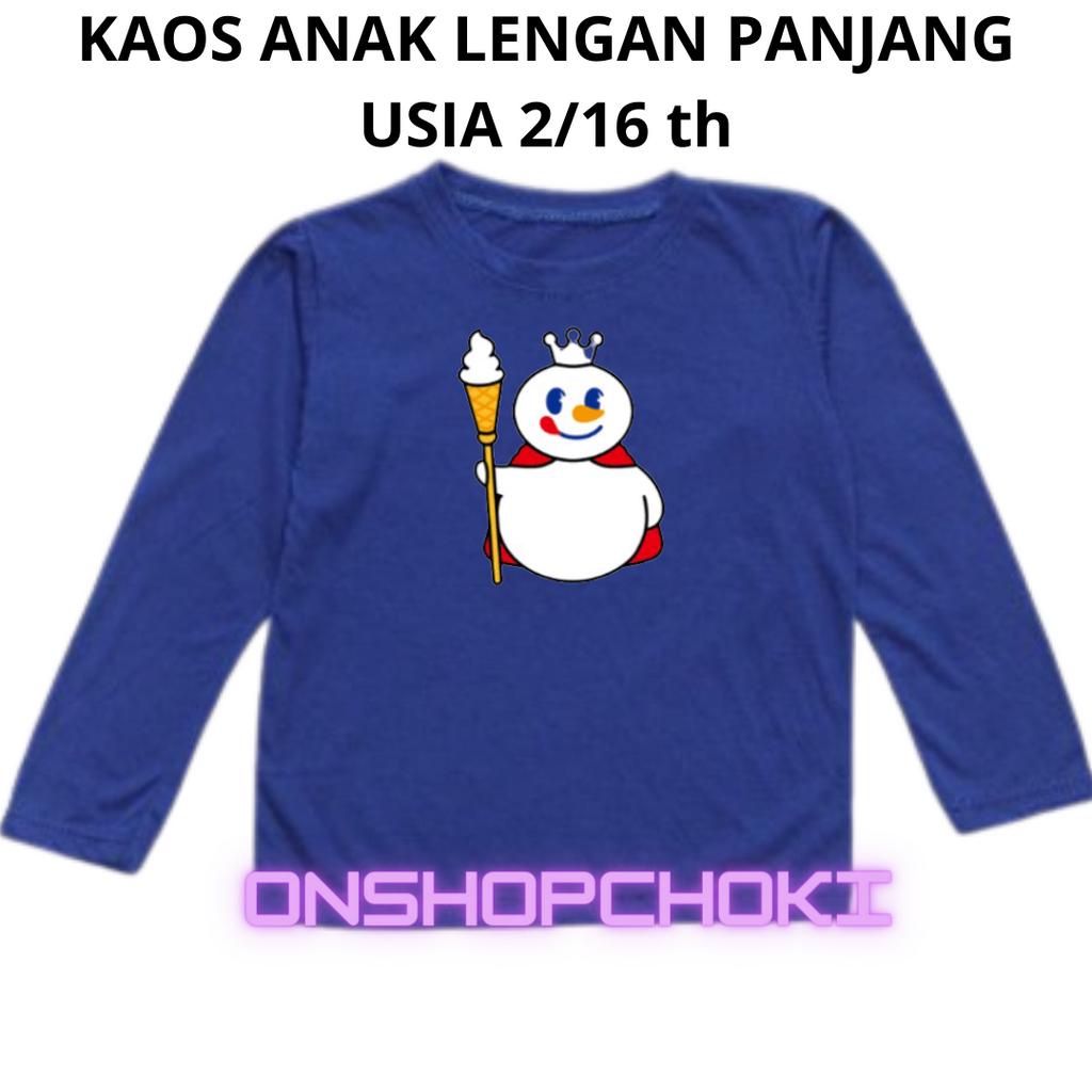 Kaos Anak Lengan Panjang Gambar MIXUE Unisex Cowok Cewek Usia 2-16th Kaos oblong anak lengan panjang