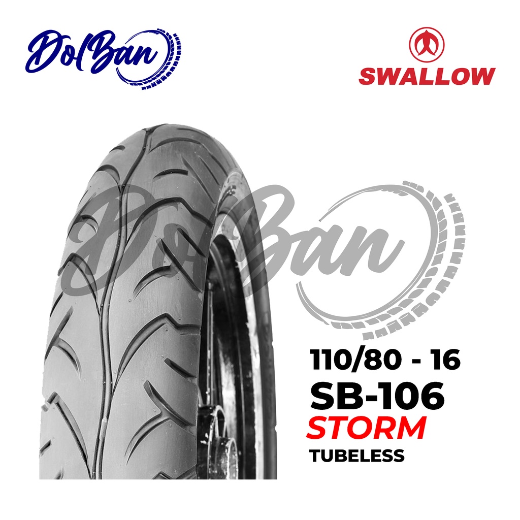 BAN LUAR MOTOR SWALLOW 110/80-16 RING 16 SB-106 STORM TUBELESS