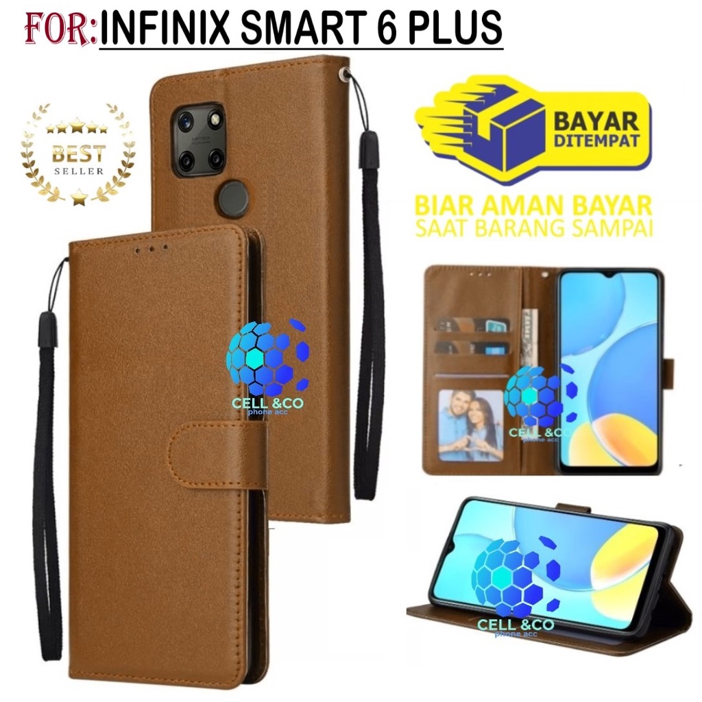 NEW INFINIX SMART 6 PLUS CASE FLIP LEATHER WALLET PREMIUM FLIP CASE BUKA TUTUP KESING HP CASING FLIP CASE WALLET INFINIX SMART 6 PLUS