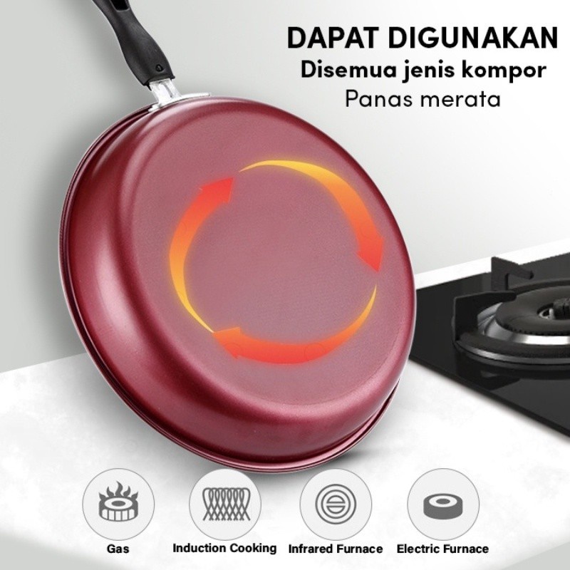 PROMO CG-5 Wajan Teflon 26 CM Fry Pan Teflon Penggorengan anti lengket Teflon Maron Panci Penggorengan Termurah