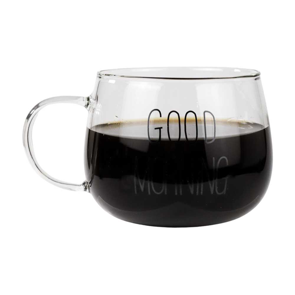 [BISA COD] JLNONLNJKT  Cangkir Kopi Glass Coffee Mug Good Morning 350ml - 9H8D