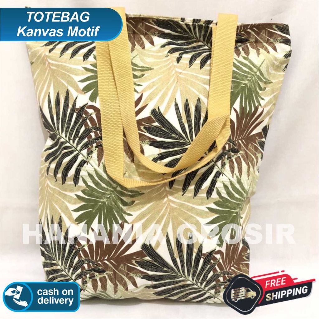 TOTE BAG WANITA TOTEBAG PRIA CANVAS MOTIF GOOD QUALITY WITH RESLETING GROSIR TAS JOGJA