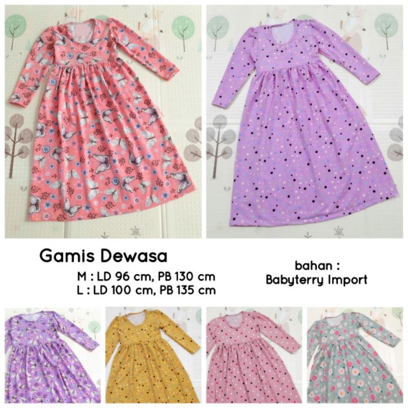 Gamis Dewasa bahan Kaos / Babyterry Import