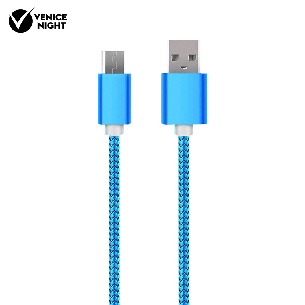 (Veni) Kabel Data/Charger Micro Usb Bahan Nilon Kepang 1m Untuk Android